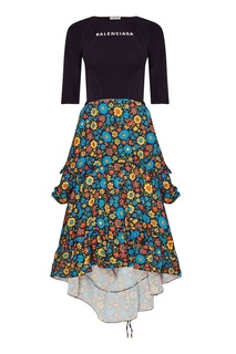 Комбинированное платье с цветным подолом Balenciaga
