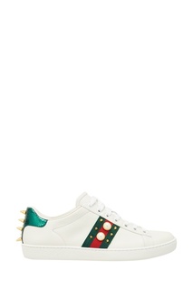Декорированные кроссовки Ace из кожи Gucci