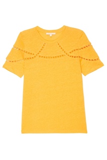 Оранжевая футболка с ажурной отделкой Maje