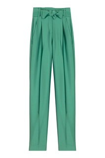 Зеленые брюки с текстильным поясом Maje