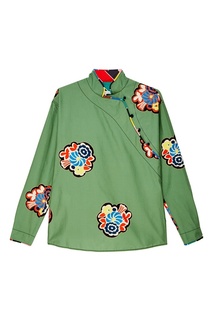 Зеленая блузка с яркими цветами Philosophy di Lorenzo Serafini