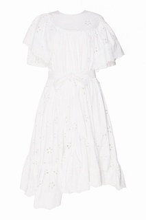 Белое платье из вышитого хлопка Simone Rocha