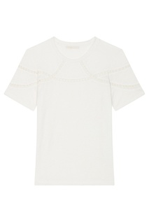 Белая футболка с ажурной отделкой Maje