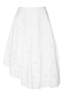 Белая юбка из вышитого хлопка Simone Rocha