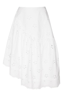 Белая юбка из вышитого хлопка Simone Rocha