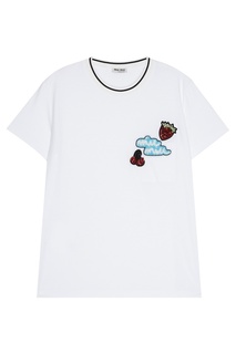 Хлопковая футболка с патчами Miu Miu