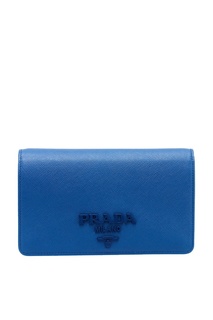 Сумка-кошелек из синей сафьяновой кожи Prada