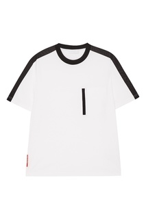 Белая футболка с контрастной полоской Prada