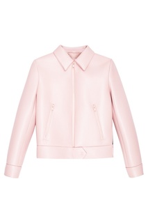 Розовая кожаная куртка Prada