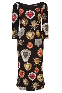 Платье-миди с контрастным принтом Dolce & Gabbana