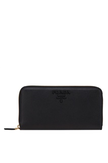 Черный сафьяновый кошелек Prada