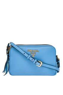 Синяя кожаная сумка Prada