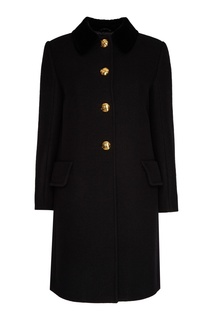 Черное пальто с золотистыми пуговицами Miu Miu