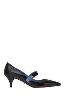 Черные кожаные туфли с логотипом Prada