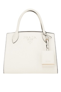 Белая кожаная сумка Monochrome Prada