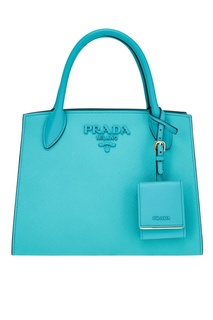 Бирюзовая кожаная сумка Monochrome Prada