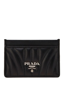 Черный кожаный футляр для карт Prada