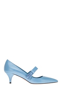 Голубые кожаные туфли с логотипом Prada