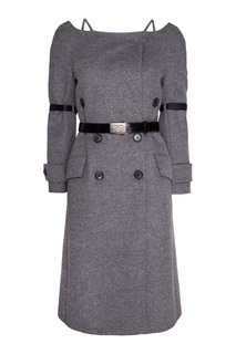 Серое пальто с открытыми плечами Prada