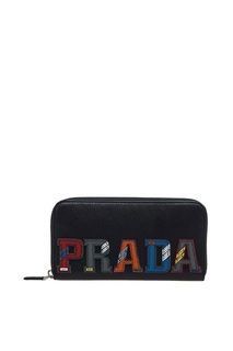 Черный кошелек с логотипом Prada