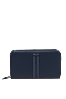 Синий кожаный кошелек Prada