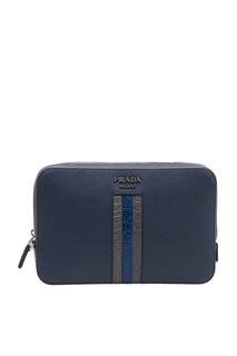 Синяя кожаная сумка Prada