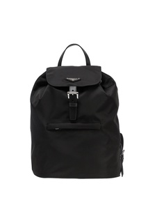 Черный текстильный рюкзак с логотипом Prada