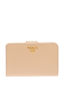Бежевый складной кошелек из кожи Prada