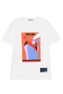 Хлопковая футболка с принтом Prada