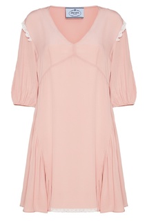 Розовое платье из атласного шелка Prada