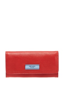 Красный кожаный кошелек Etiquette Prada