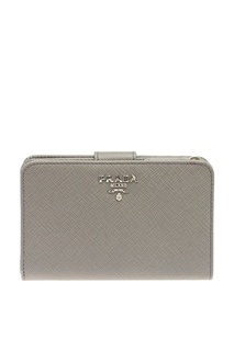 Серый кошелек из сафьяновой кожи Prada
