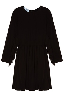 Черное шелковое платье с драпировками Prada
