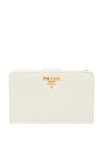 Белый кошелек из сафьяновой кожи Prada