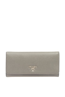 Серый кошелек из сафьяновой кожи Prada