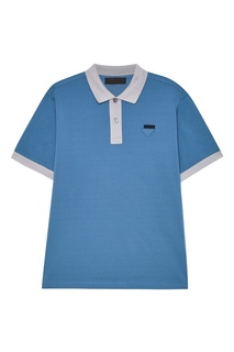 Серо-голубая футболка-поло Prada