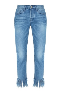 Синие джинсы с бахромой по низу 3х1