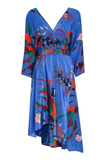Синее шелковое платье с цветами Diane von Furstenberg