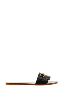 Черные кожаные сандалии Horsebit Gucci