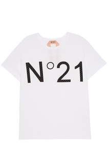 Белая футболка с перфорацией No.21