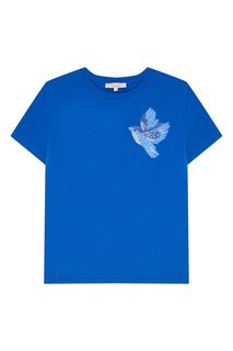 Синяя футболка с вышитой птицей Akhmadullina Dreams