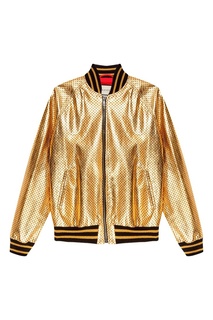 Куртка из золотистой кожи со звездами Gucci