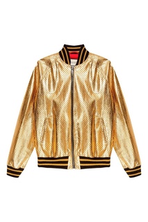 Куртка из золотистой кожи со звездами Gucci