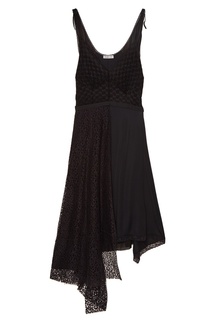 Черное асимметричное платье с кружевом Balenciaga