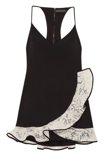 Черное платье-мини с кружевным воланом David Koma