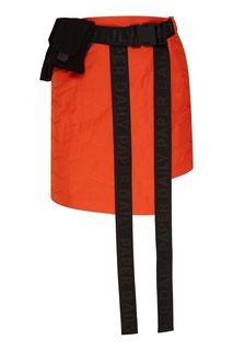 Красная мини-юбка с черным поясом Daily Paper