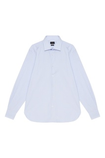 Голубая сорочка из хлопка в клетку Ermenegildo Zegna