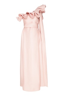 Платье из шелка с воланом на плече Valentino
