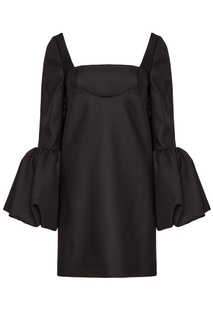 Черное платье-мини из шерсти шелка Valentino
