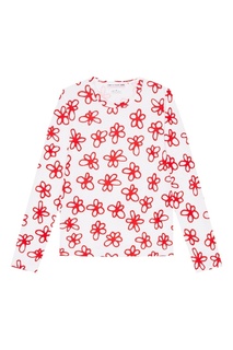 Белый лонгслив с красными цветами Comme des Garcons Girl